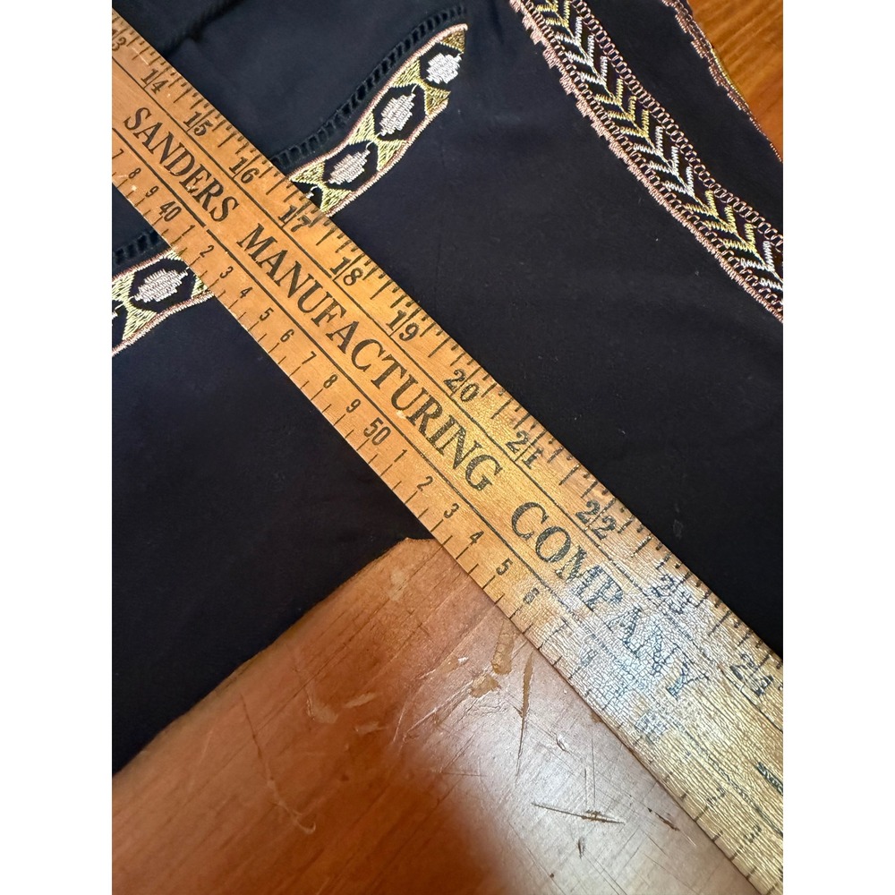 Hummingbird Black Embroidered Boho Peasant Blouse Tassel Tie S HT10991H - Picture 4 of 9